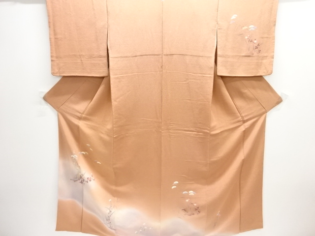 JAPANESE KIMONO / HOMONGI / CHIRIMEN / YUZEN / FLORAL PLANTS